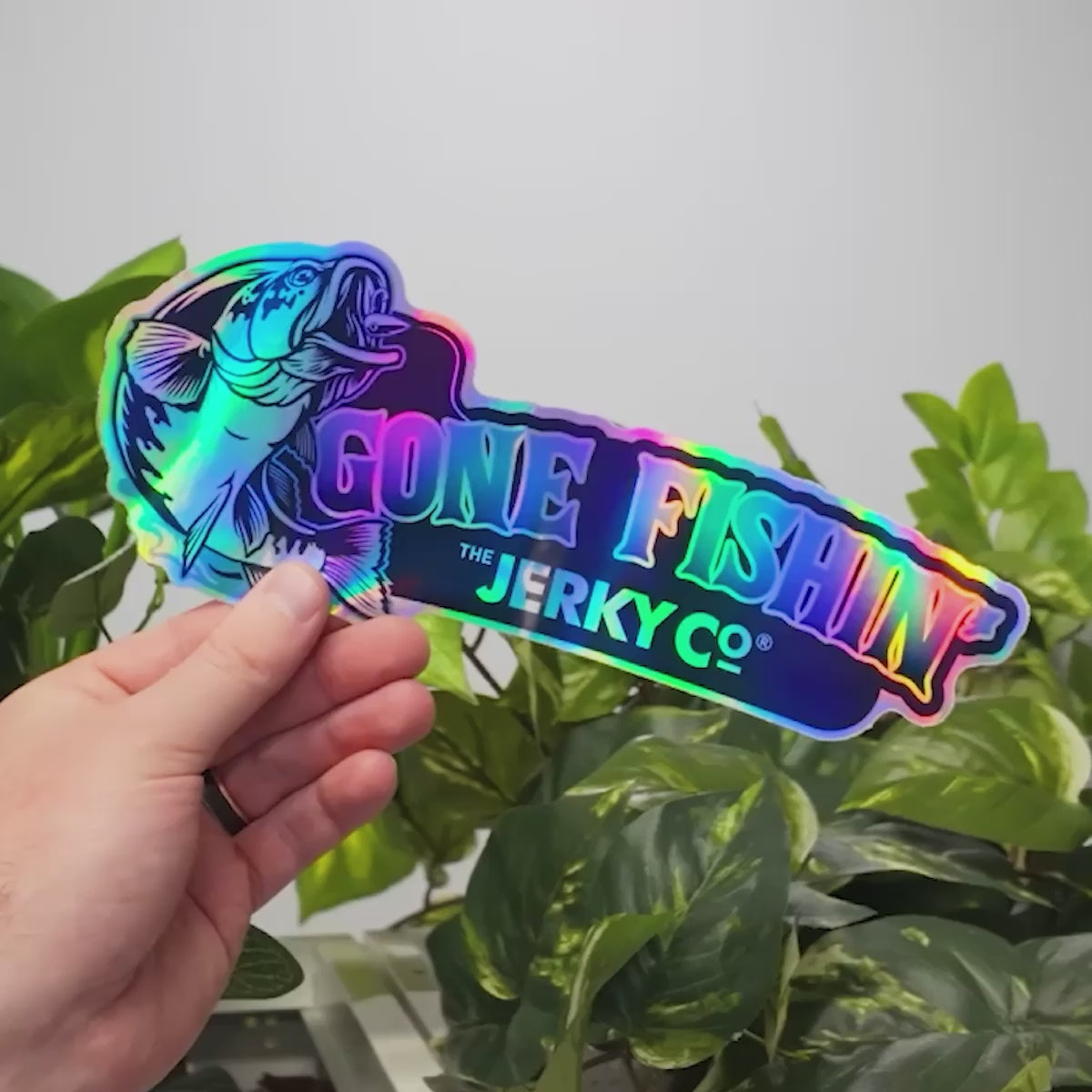 Load video: Gone Fishin&#39; Holographic Sticker