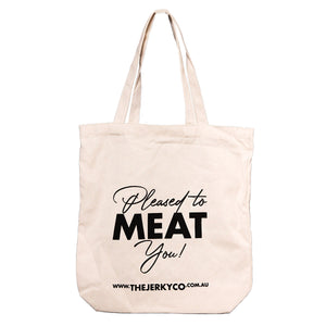 "Pleased To Meat You!" White Tote Bag